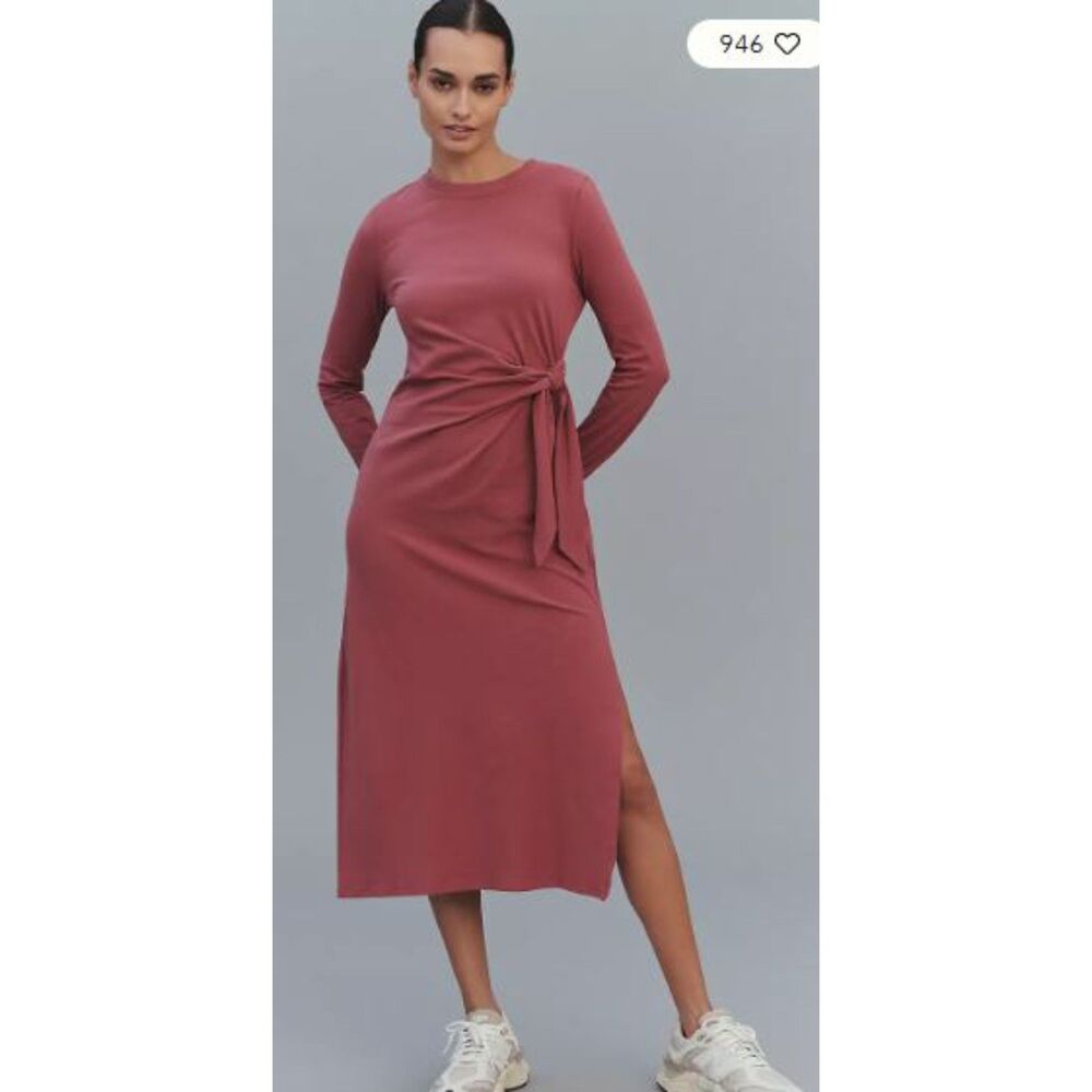Anthropology Daily Practice Tie Breaker Long-Sleeve Midi Dress